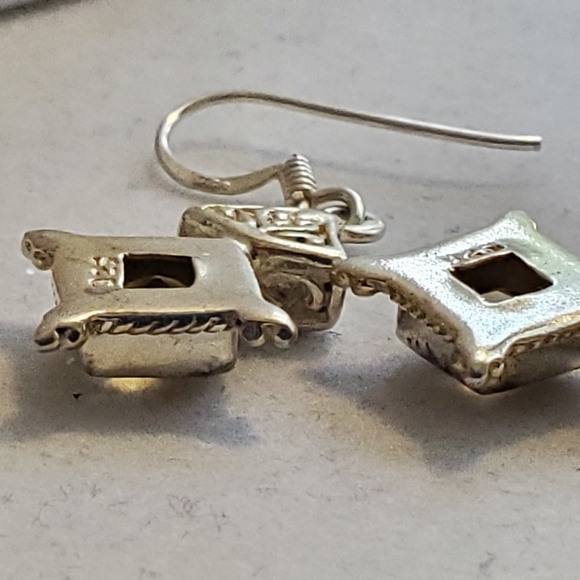 Sterling Silver Citrine Earrings Vintage - Picture 12 of 16